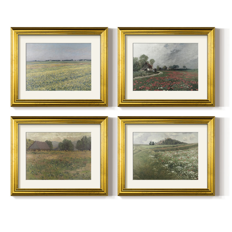 Vintage Landscape L  -4 Piece Set of Framed Prints
