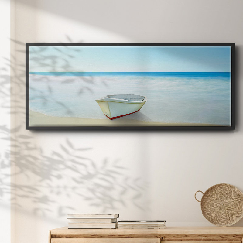 Bateau sur une plage III - toile encadrée, H 20 po x l 50 po