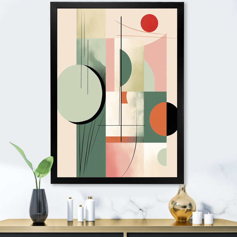 «Minimal Boho Geometric In Faded Retro Pastel», reproduction d'art sur toile géométrique moderne, H 32 po x l 16 po x P 1 po
