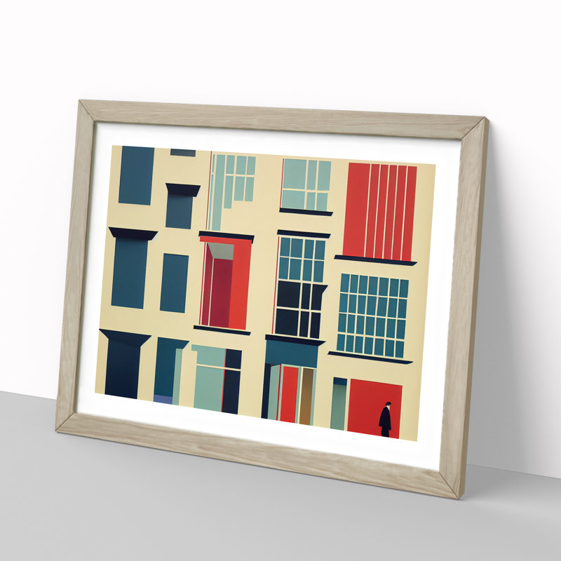 Bauhaus Architecture Vol.2 Abstract - Single Picture Frame Print, 25cm H x 34cm W x 2cm D, Oak