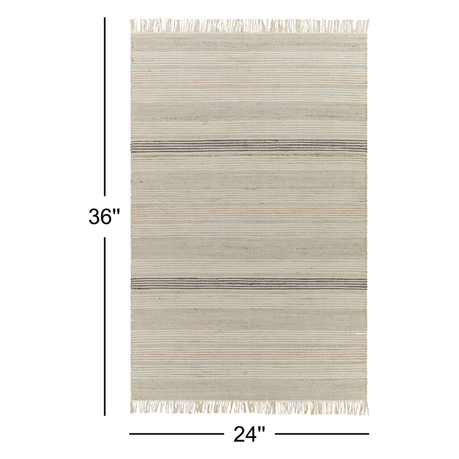 Haiya Hand-Woven Jute Striped Rug, Rectangle 2' x 3'
