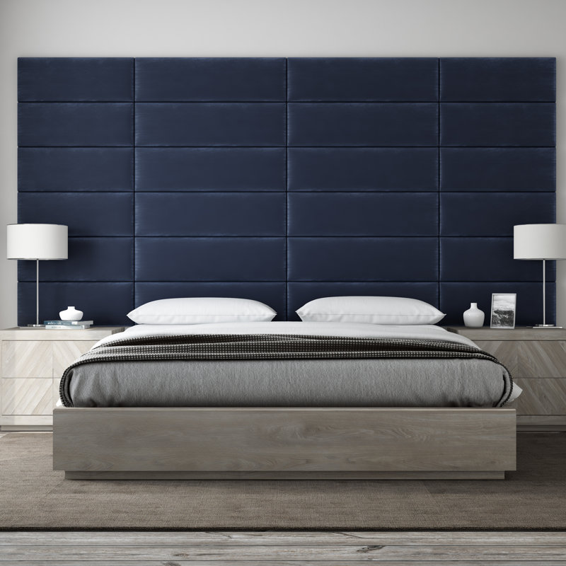 Panneaux muraux rembourrés Sapan - Têtes de lit murales King/Cal King - Micro-suède gris anthracite - Twin/King - Ensemble de 4 panneaux modulaires