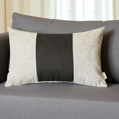 Grey and Black Midsection Lumbar Throw Pillow