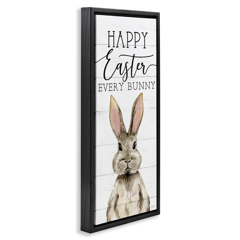 Cadre flottant Joyeuses Pâques chaque lapin, design Lux + Me Designs, H 25 po x l 11 po, Cadre flottant noir de jais