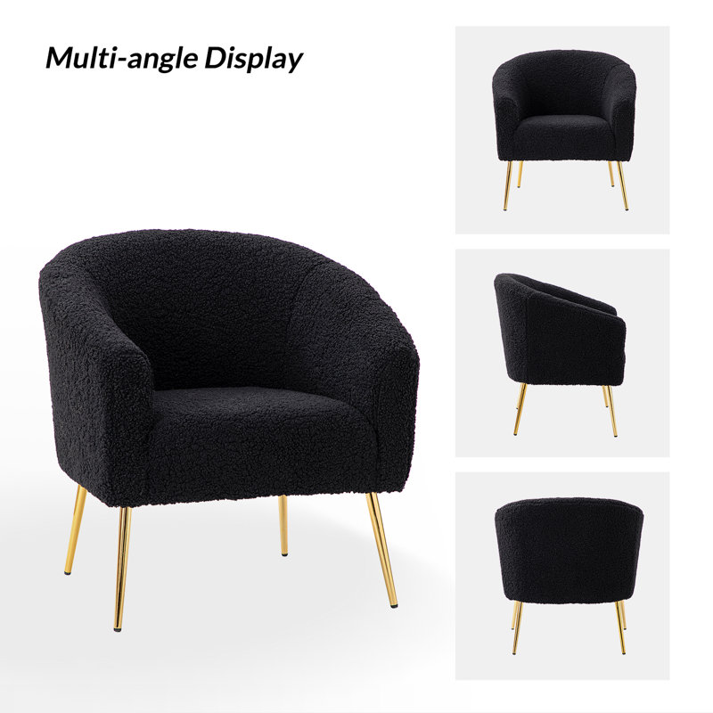 Fauteuil demi-tonneau en polyester 27,5 po Audwin, 100% polyester noir