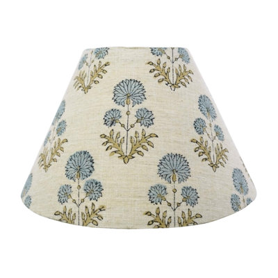 Lamp Shade Elegant Floral Block Printed Linen Detachable Lampshade - RISHI