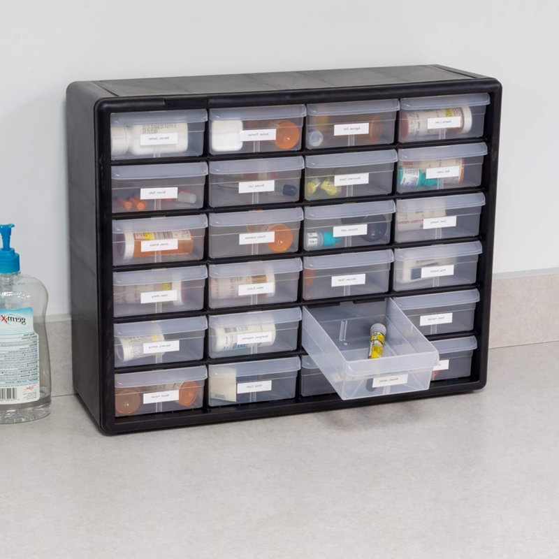 Black Plastic 24-Drawer Stackable Storage Cabinet