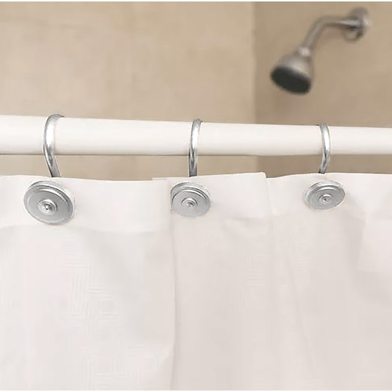 Ensemble de 12 pièces - Anneaux de crochets de rideaux de douche chromés en métal antirouille