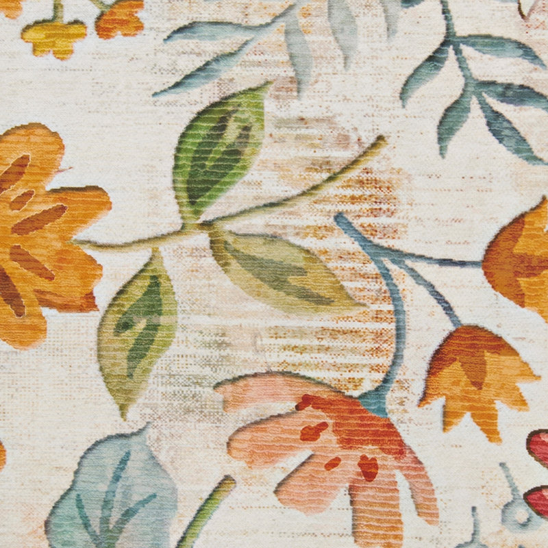 Tapis lavable d'extérieur rectangulaire à motif floral bleu / vert / orange Elling, Rectangle 7 pi x 9 pi