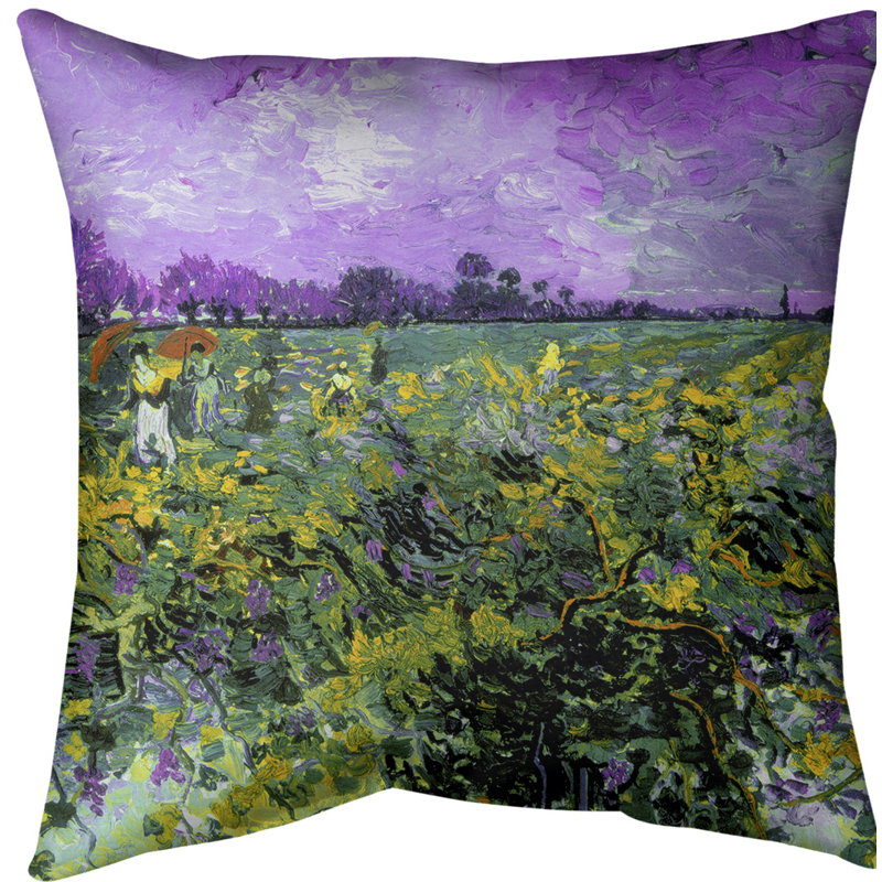 Coussin en vineyard, 16 po x 1 po, Mauve, Polyester filé