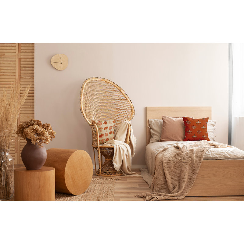 Coussin décoratif carré Fleur De Lis, 26 po x 26 po, Terre de Sienne