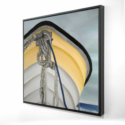 The Yellow Boat - Coastal Yellow Framed Canvas Home Decor