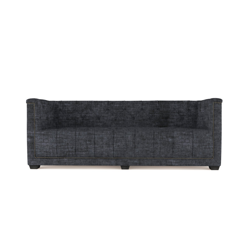 Velvet Sofa, Chocolate Genuine Leather, 84"