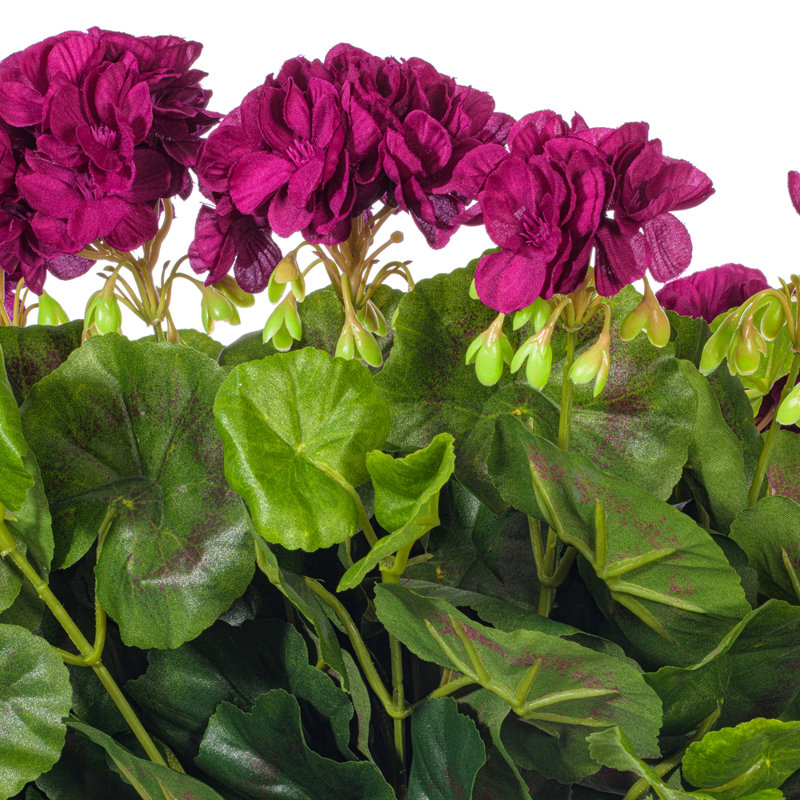 Artificial Polyester Geranium Bush, Purple, 17.5" H x 12" W x 12" D