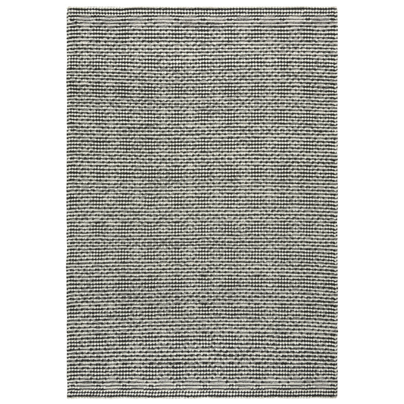Tapis noir en laine tissé à la main Doly, Rectangle 5 pi x 7 pi 6 po