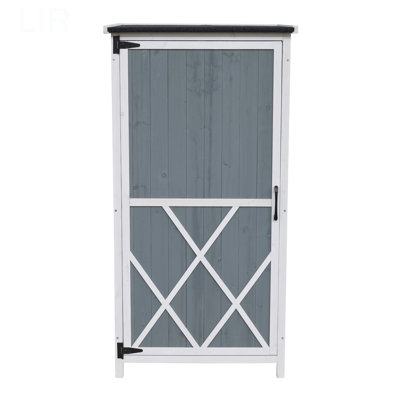 Remise de rangement 54 "deux tons - Design gris et blanc avec toit incliné et 5 compartiments