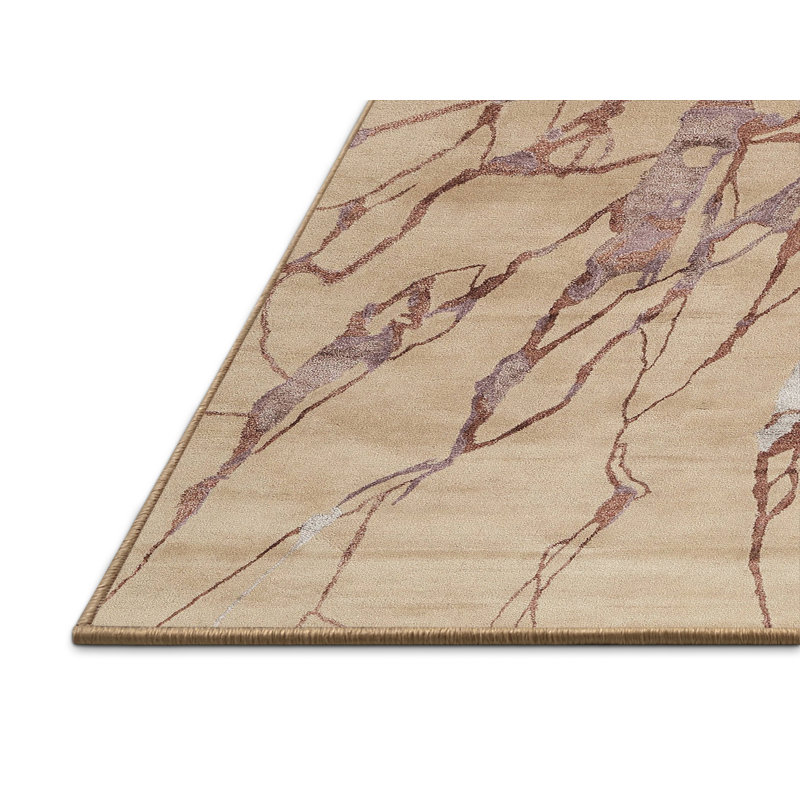 Tapis contemporain brun / rouge, Rectangle 7 pi x 10 pi