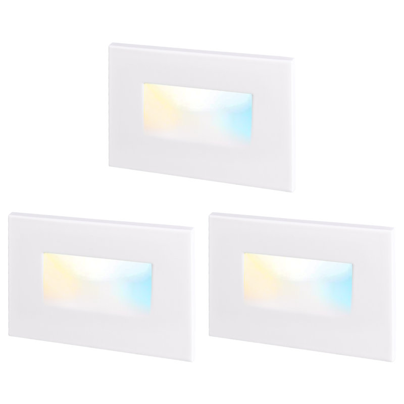 White Integrated LED Metal Step Light Pack