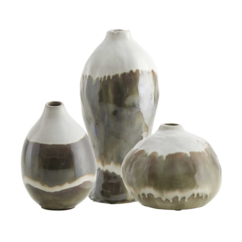 Ensemble de 3 vases d'extérieur émaillés Uttermost