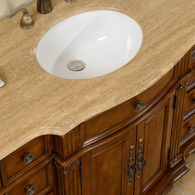 Albieris 48'' Single Bathroom Vanity with Top, Travertine