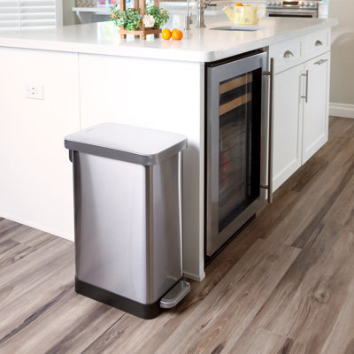 Wayfair Basics 13.2 Gallon Stainless Steel Step On Slim Kitchen Trash Can