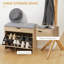 HOMCOM Shoe Bench with Cushion for 4 Pair of Shoes Padded Seat Natural