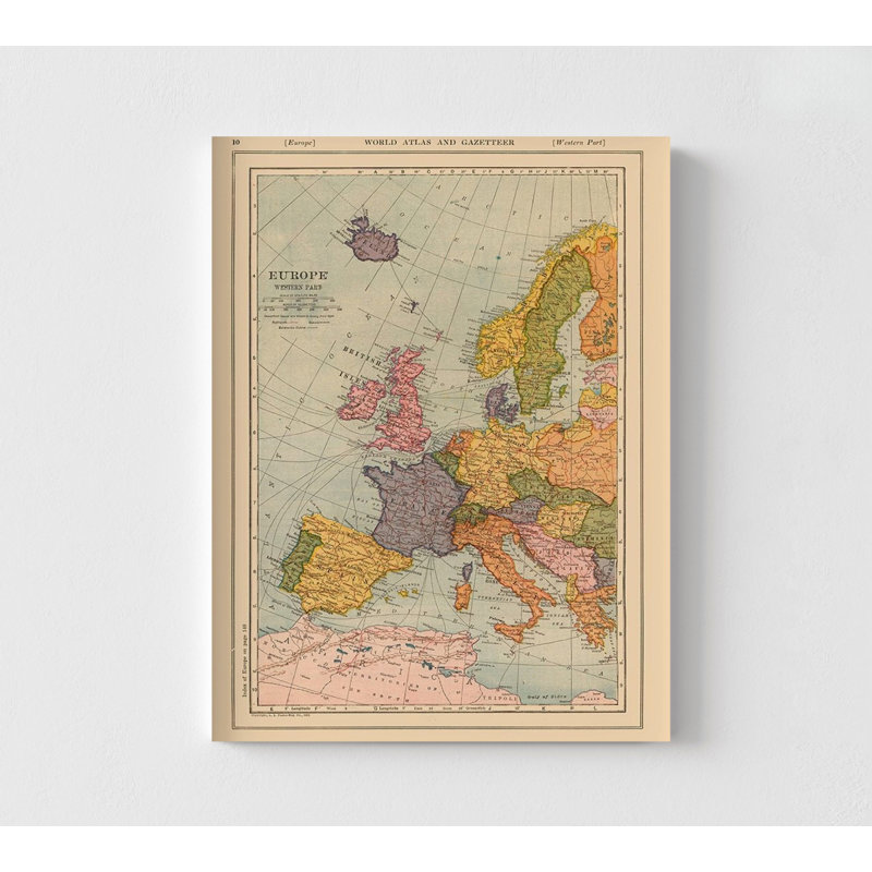 Europe de l'Ouest - Reynold 1921, impression d'affiche européenne rétro, décor de bibliothèque publique, art mural de salle de lecture, décor de classe histoire