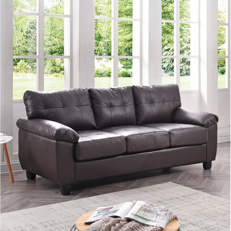 Benton 78'' Faux Leather Sofa, Cappucino Faux Leather