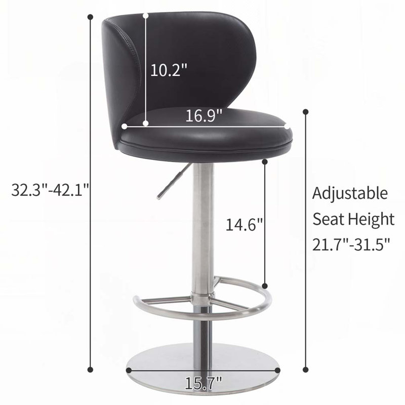 Tabouret de bar pivotant à 360 °, Noir