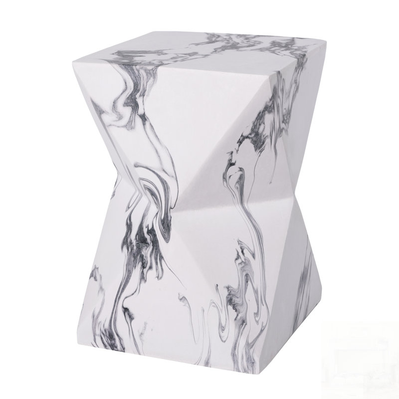 Table d'appoint moderne géométrique MGO, table d'appoint en sablier avec finition en faux marbre pour une utilisation intérieure et extérieure