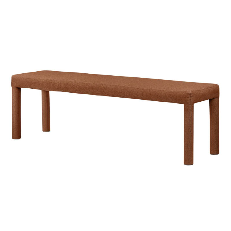 Dotty Upholstered Dining Bench, Rust Basketweave