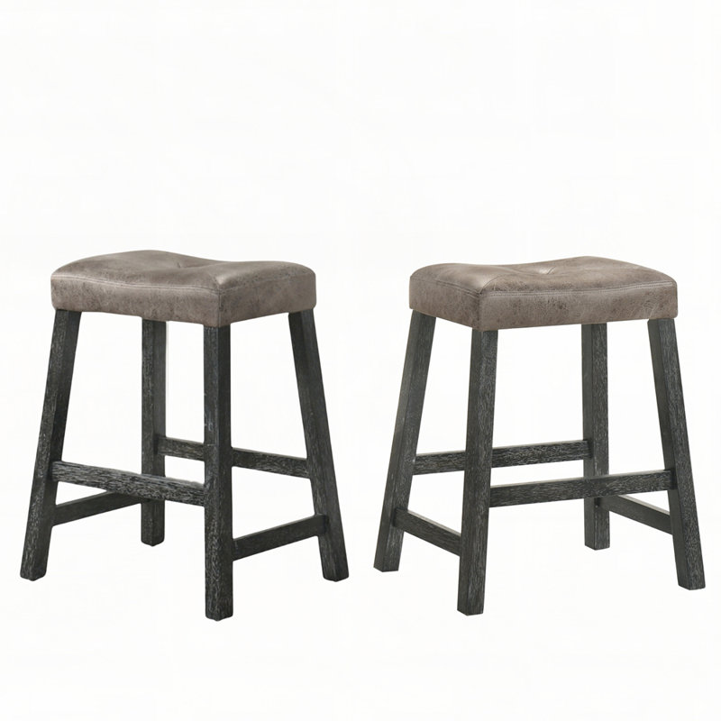 Rustic Backless Counter Stool with Nailhead Trim, Gray