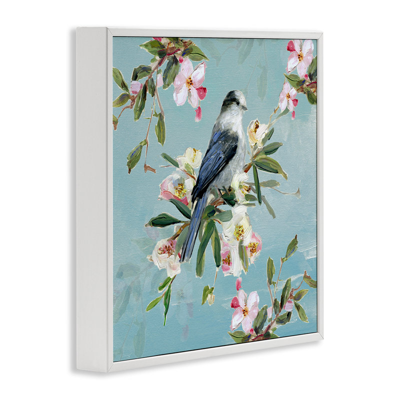 Oiseau de chant pastel parmi les fleurs, estampe numérique, conception de Sally Swatland, H 12 po x l 12 po