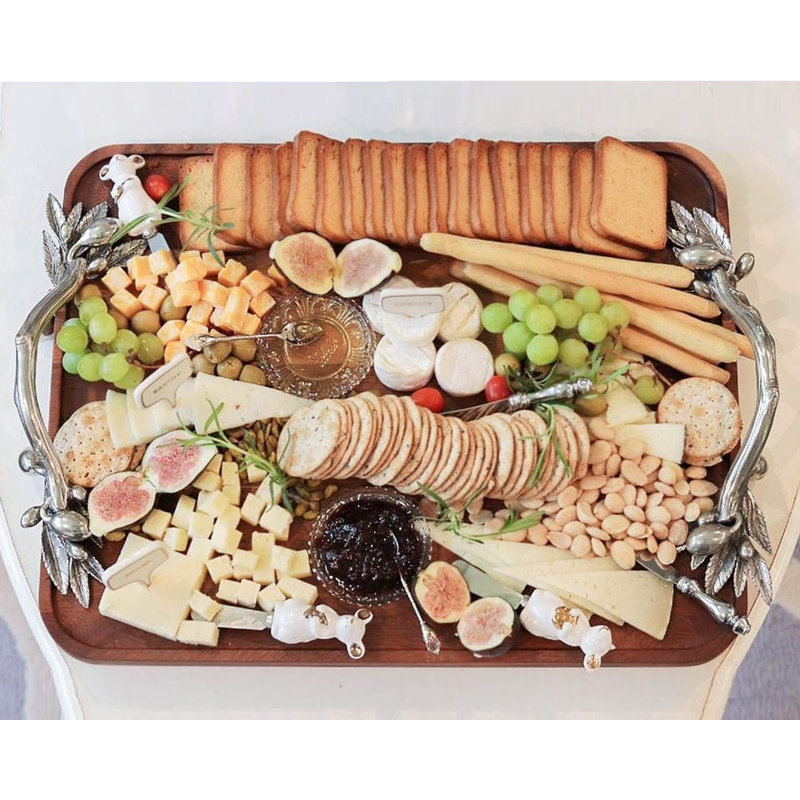 Olive Grove Solid Wood Rectangle Decorative Tray