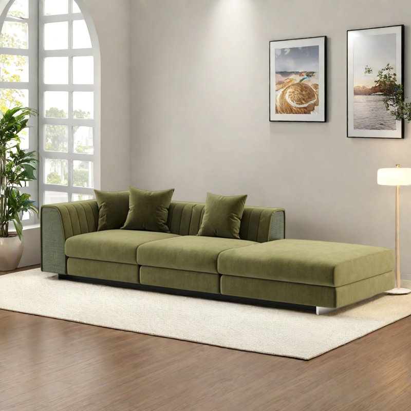 Chaise modulaire en bois massif, Orienté à gauche (vu de face), Vert