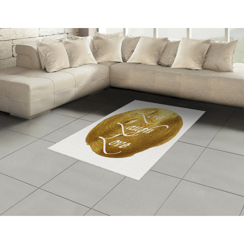 Live Laugh Love High Density Long Fiber Poly Threads Decorative Area Rug Carpet, Rectangle 4' x 5'8"