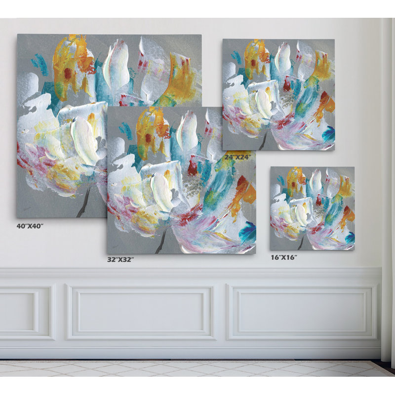 " Tye Dye Flower ", Wrapped Canvas, 16" H x 16" W x 1.5" D