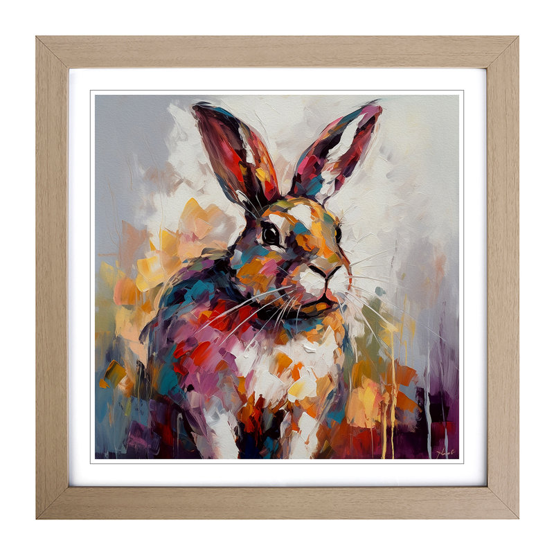 Rabbit Palette Knife No.4 Framed Print, Oak