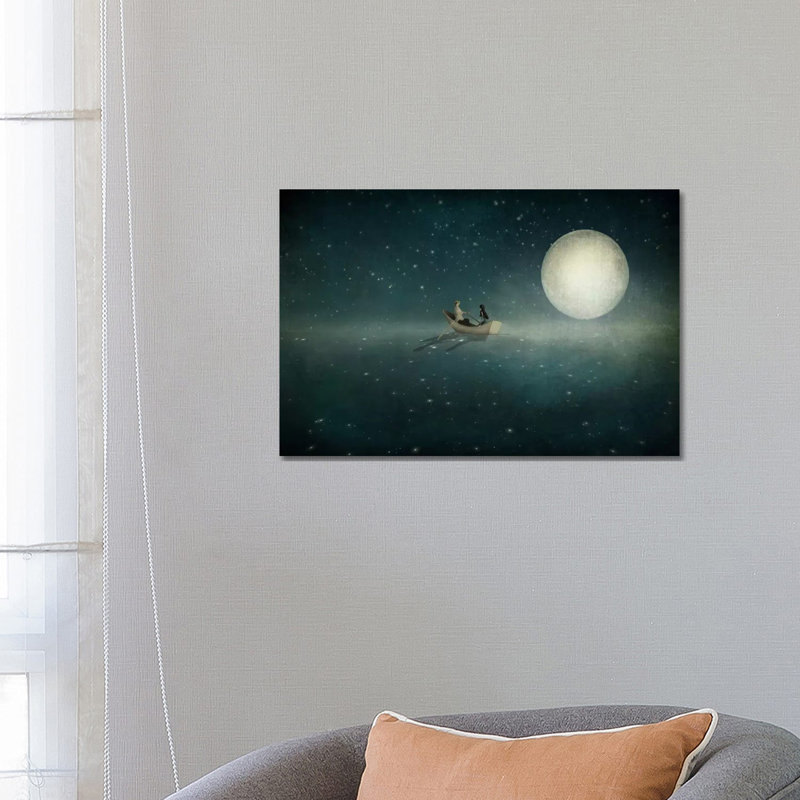 Moonlight by Majali - Wrapped Canvas Painting, 66.04 cm H x 45.72 cm W x 3.175 cm D