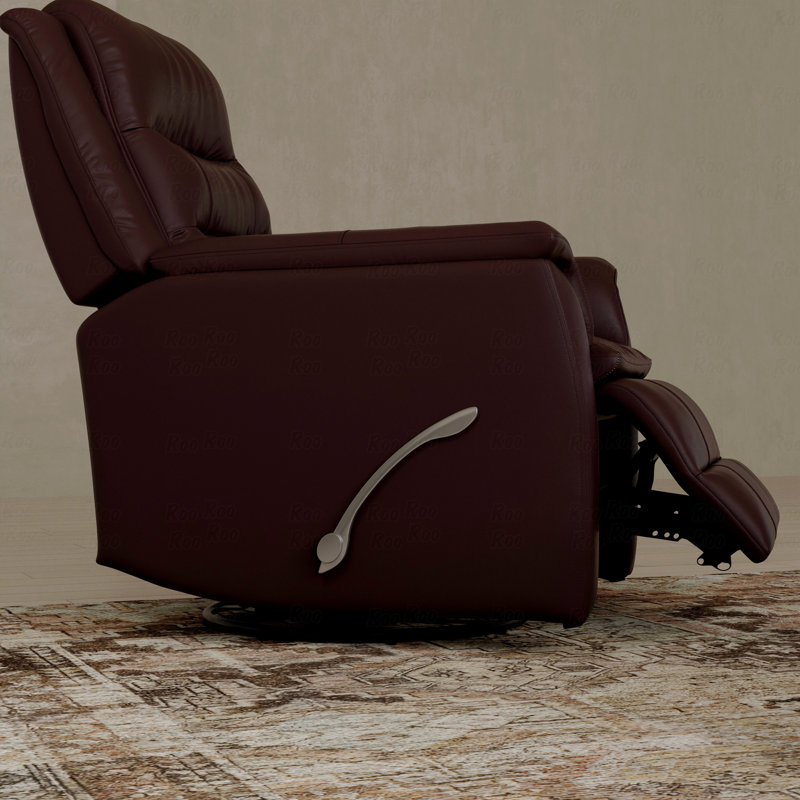 Fauteuil oscillant pivotant avec fonction inclinable et repose-pieds manuel brun Madras, Marron foncé