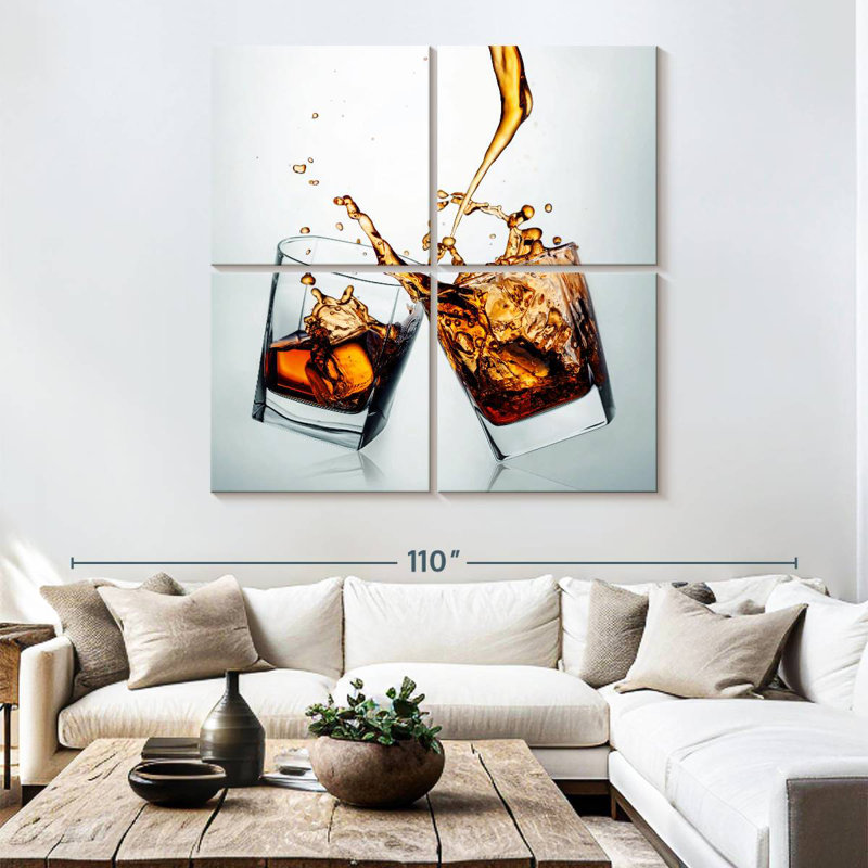 Splashing Whiskey Drinks, 74" H x 74" W