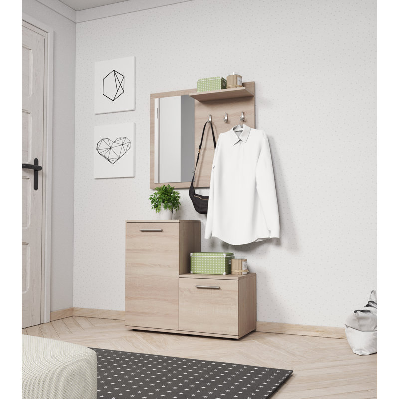 Jillesa Hall Tree 80cm Wide with Shoe Storage, Sonoma