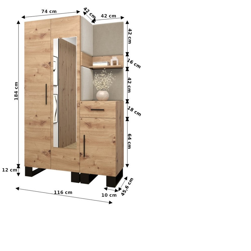 Agatie Hall Tree with Bench, Brown/Beige