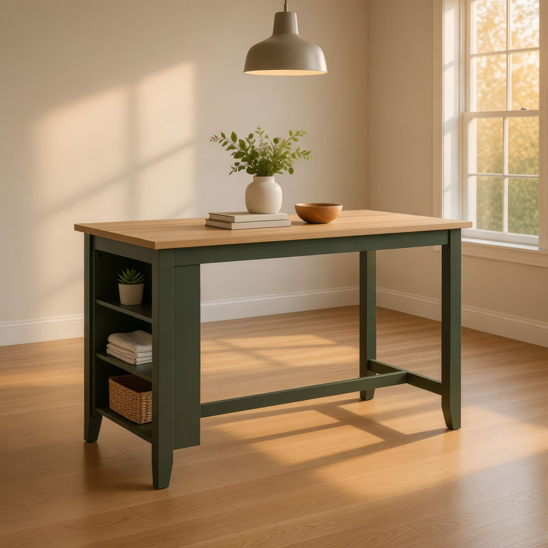 Table de salle à manger à hauteur de comptoir Gasy, 60 po, bois de manguier, Marron foncé