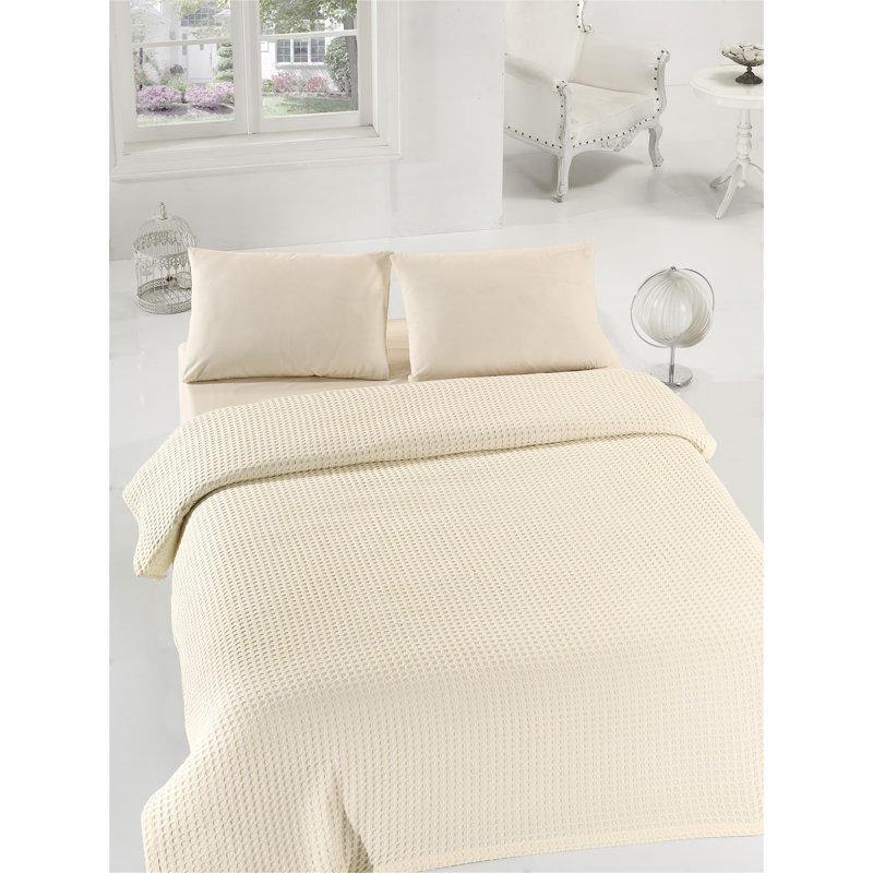 Couvre-lit 100% coton Fisher, Couvre-lit 79 po x 94 po, Crème