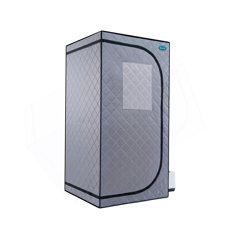 Portable Grey Mini Plus Style Steam Sauna Tent–Personal Home Spa, With Steam Generator, Remote Control, Foldable Chair, PVC Pipes. Easy To Install,Fast Heating, With FCC & UL Certification