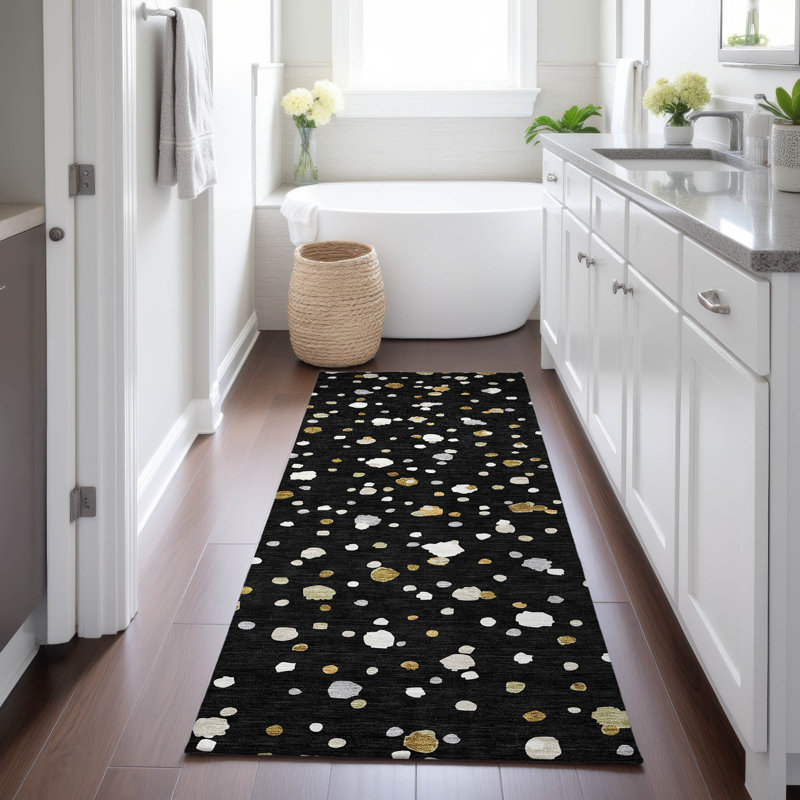 Machine Washable Indoor/Outdoor Chantille ACN2518 Geometric Rug, Runner 2'3" x 7'6", Black