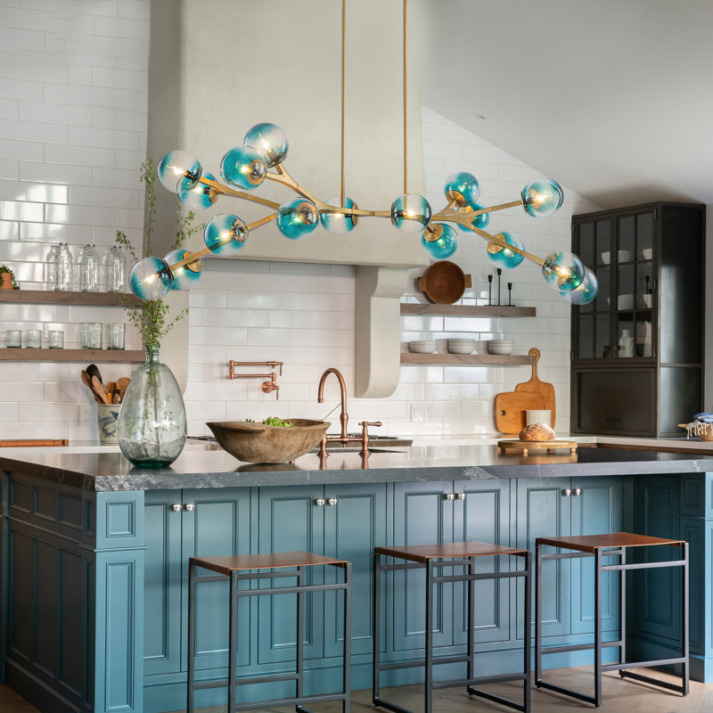 Modern Linear Chandelier With Gradient Glass Globes