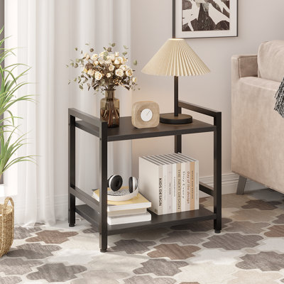 Industrial Bookcase, Metal Small Bookcase, Rustic Etagere Book Shelf Storage Organizer for Living Room