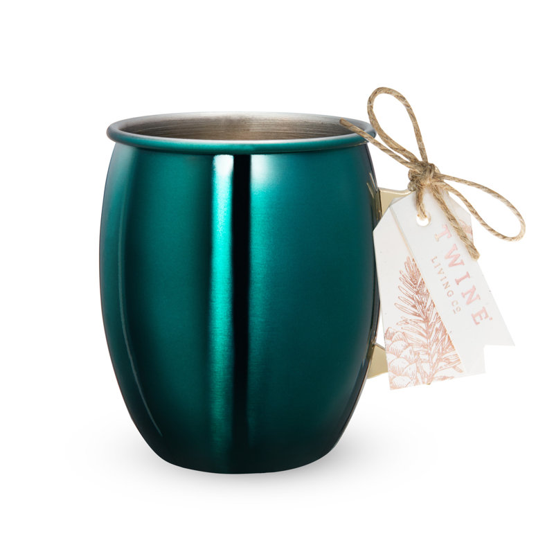 Emerald Green Stainless Steel Moscow Mule Mug with Gold Handle, 16oz